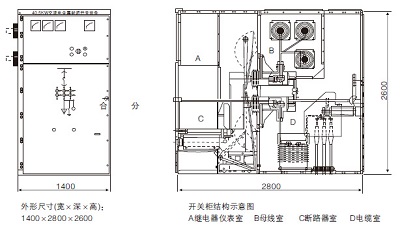 KYN61-40.5鎧裝移開式交流金屬封閉開關柜尺寸圖